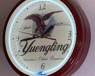 Yuengling  America's Oldest Beer Neon Clock	19.5in diameter x 6in deep	
