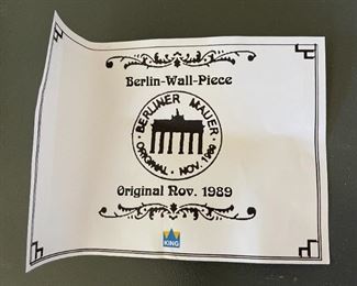 1989 Berlin Wall Beer Stein KING	12x4.75x7in	HxWxD
