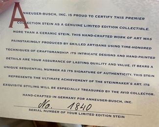 Budweiser Dalmatian Character Stein CS324	9.5x4.75x6.5in	
