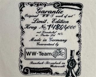 WW-Team Titanic Ship Beer Stein - Made in Germany, Limited Edition	10x4.5x6.5in	HxWxD
