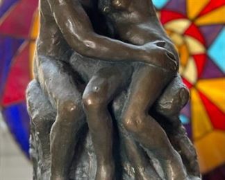 Vintage Marwal  Chalkware The Kiss Rodin Sculpture	12x6x6in	
