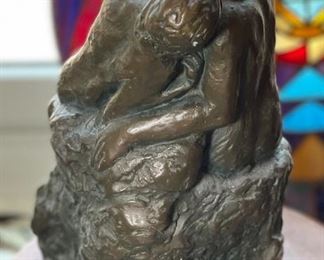 Vintage Marwal  Chalkware The Kiss Rodin Sculpture	12x6x6in	
