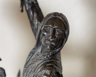 LARGE Frederic Remington Buffalo Signal Bronze Sculpture Statue Full size	36.5x21x12in	HxWxD
