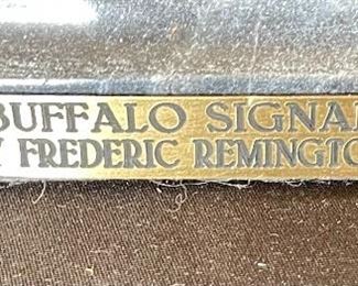 LARGE Frederic Remington Buffalo Signal Bronze Sculpture Statue Full size	36.5x21x12in	HxWxD
