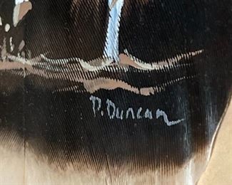 Original Art Hair Painted Feather Horse Painting	Frame: 22x11in	
