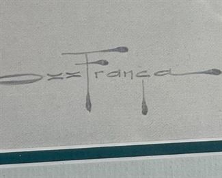 Signed Ozz Franca Litho Native American Lithograph Framed Print  #2	Frame: 36x26in	
