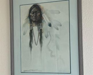 Signed Ozz Franca Litho Native American Lithograph Framed Print  #4	Frame: 36x26in	
