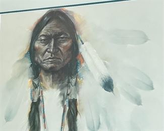 Signed Ozz Franca Litho Native American Lithograph Framed Print  #4	Frame: 36x26in	
