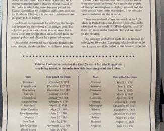 Statehood Quarters Collection Postal Commemorative book	10x2.75in	
