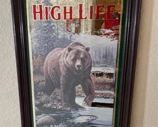 Miller High Life Brown Bear Bar Mirror	Frame: 25.5 x 14.5in	
