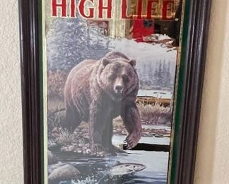 Miller High Life Brown Bear Bar Mirror	Frame: 25.5 x 14.5in	
