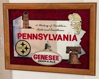 Vintage Genesee Beer & Ale Pennsylvania Steel Bar Mirror	16.5 x 22.5in	HxWxD
