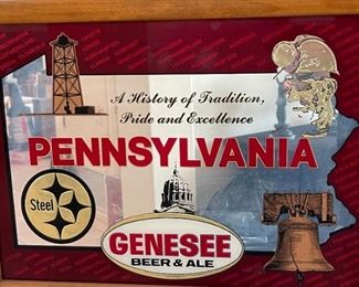Vintage Genesee Beer & Ale Pennsylvania Steel Bar Mirror	16.5 x 22.5in	HxWxD
