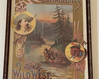 Buffalo Bills Wild West Poster Framed Wilderness Scene with Indian in Canoe Bill’s	Frame: 26 x 21.25in	HxWxD
