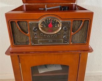 Crosley CR86 Radio with Entertainment Console cab   Stack O'Matic Record Player Turntable/CD/AM-FM	36 x 20 x 16.5in	HxWxD

