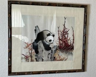 Asian Silk Panda Art	Frame: 15.5 x 17.5in	
