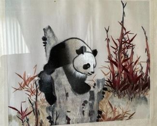 Asian Silk Panda Art	Frame: 15.5 x 17.5in	
