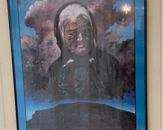 Jack Isaac  Navajo Woman Artist Signed Poster	Frame: 35.5 x 24.25in	
