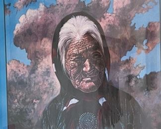 Jack Isaac  Navajo Woman Artist Signed Poster	Frame: 35.5 x 24.25in	
