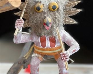 Vintage Kachina Tree 4 Doll Signed Alfred Benally Navajo Native American  Mudhead, Owl, 2 Clockwns	23x20x12in	HxWxD
