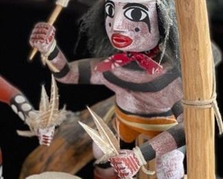 Vintage Kachina Tree 4 Doll Signed Alfred Benally Navajo Native American  Mudhead, Owl, 2 Clockwns	23x20x12in	HxWxD
