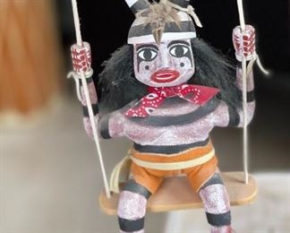 Vintage Kachina Tree 4 Doll Signed Alfred Benally Navajo Native American  Mudhead, Owl, 2 Clockwns	23x20x12in	HxWxD
