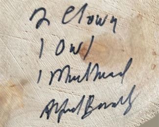 Vintage Kachina Tree 4 Doll Signed Alfred Benally Navajo Native American  Mudhead, Owl, 2 Clockwns	23x20x12in	HxWxD
