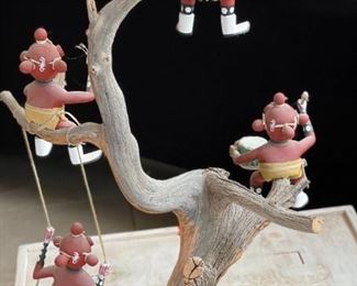 Vintage 4 Doll Mud Head Kachina Tree Alfred Benally Navajo Native American	25x16x12in	HxWxD
