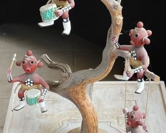 Vintage 4 Doll Mud Head Kachina Tree Alfred Benally Navajo Native American	25x16x12in	HxWxD

