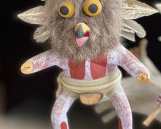 AS-IS 4 Owls On Tree Kachina Doll  Alfred Benally Navajo Native American	24x14x9in	HxWxD
