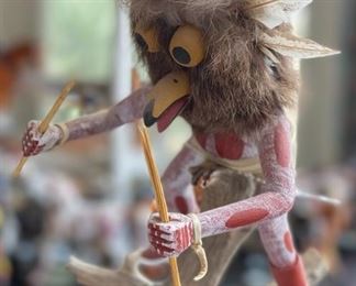 AS-IS 4 Owls On Tree Kachina Doll  Alfred Benally Navajo Native American	24x14x9in	HxWxD
