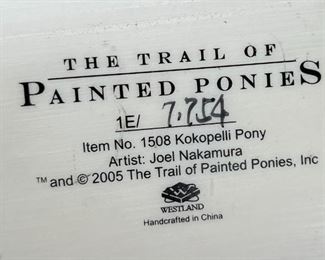 Trail of the Painted Ponies 2005 Kokopelli Pony #1508 Joel Nakamura Horse Figurine	7x7.5x2.5in	HxWxD
