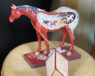 Signed Painted Ponies High Desert Horse Feathers 11254  Horse Figurine Kathy Morrow	7x7.5x2.5in	HxWxD
