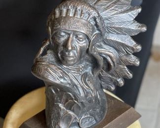 Terrance Patterson The Chief Bust Bronze  Sculpture Native American	10x7x5.5in	HxWxD
