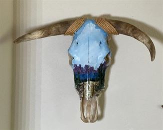 Hand Painted Steer Skull Artist Made Real Cow	20 x 25 x 10.5in	HxWxD
