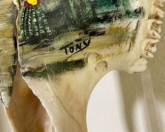 Hand Painted Steer Skull Artist Made Real Cow	20 x 25 x 10.5in	HxWxD
