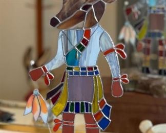 Stained Glass Hopi Style Deer Kachina #1	17 x 9.25 x 6in	HxWxD
