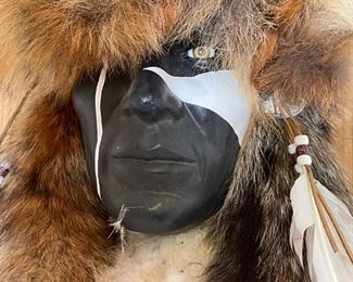 Artist Made Steer Horns Native American Face Art Cow	16x25x18in	HxWxD
