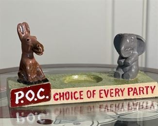 1950s POC Beer Choice of Every Party Bottle Display Political Chalkware P.O.C.	5x9.5x4in	HxWxD
