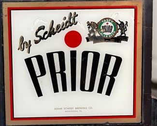 Scheidt Prior Beer Advertising Bar Sign ADAM SCHEIDT BREWING CO. PA	9.5x13x3in	HxWxD
