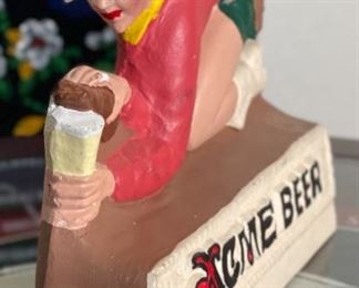 1940s Acme Beer Chalkware Cowgirl Display Advertising Sign	7x8.5x2in	
