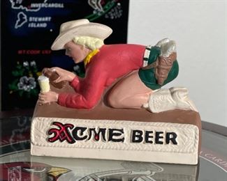 1940s Acme Beer Chalkware Cowgirl Display Advertising Sign	7x8.5x2in	
