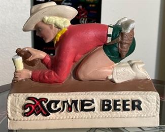 1940s Acme Beer Chalkware Cowgirl Display Advertising Sign	7x8.5x2in	
