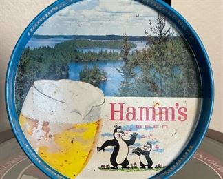 1960’s Hamm’s Beer Dancing Bear Metal Serving Tray 12” Tavern Bar Pub Tray	12in Diameter	
