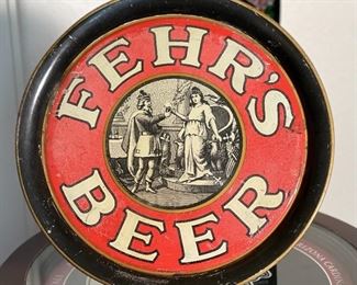 Fehr’s Beer Serving Tray  Tavern Bar Pub Tray Fehrs Louisville, Ky	16in Diameter	
