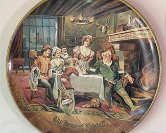 1970s Repro Falstaff Beer Tray Charger   Wm. J Lemp "Home of Falstaff"  Advertising Sign	24 inches diameter	
