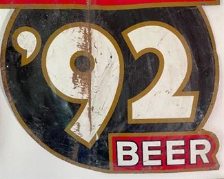 Vintage Oertels ´92 Beer Sign Metal LARGE	31 x 28in	

