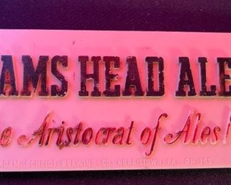 Rams Head Ale Plastic Beer Sign ADAM SCHEIDT	5.5 x 12.5in	HxWxD
