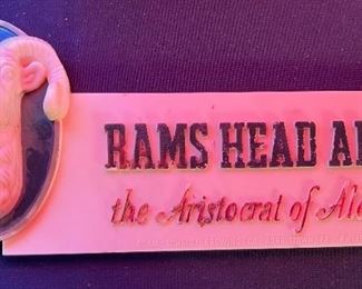 Rams Head Ale Plastic Beer Sign ADAM SCHEIDT	5.5 x 12.5in	HxWxD
