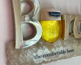 Burgermeister Burgie Beer Sign 3D Plastic Advertising The Comfortable Beer	8 x 14.5 x 2in	HxWxD
